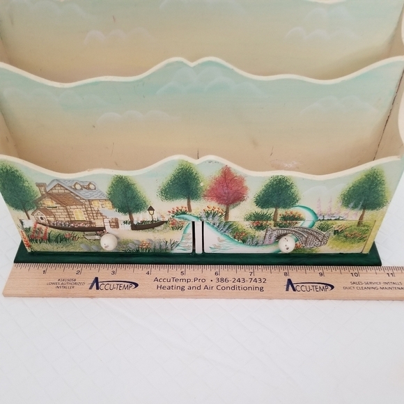 Decorative Wood Mail Caddy House With Trees Scenery - Picture 2 of 6